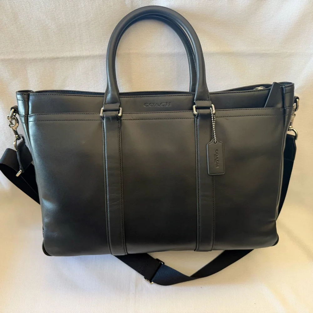 Black Coach Metropolitan Leather Tote f71718 Unisex